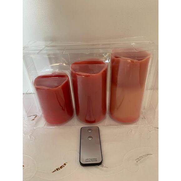 Apothecary& Co* Three (3) Piece Pillar Led Candle Set With Wireless Remote, A17 - Picture 3 of 7